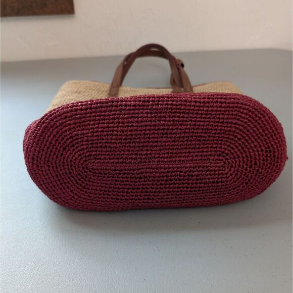 BRIGHTON FERRARA VOLTERA Red Raffia Straw Tote VERYCLEAN *missing shoulderstrap* - Picture 2 of 9